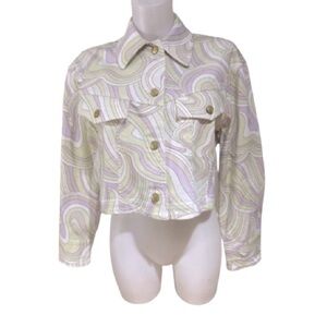 Wilfred Free Gaze Cropped Shirt Jacket Neutral Green Swirl RARE Size 4  NWOT